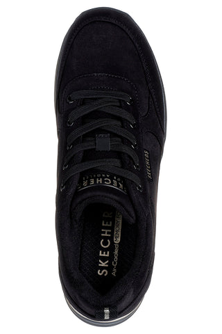 Skechers – Billion 2 Prissy N Plush – Schwarze Keilsneaker mit Metallic-Details