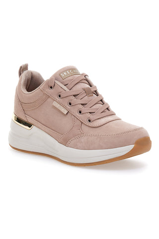 Skechers – Billion 2 Prissy N Plush – Keilsneaker in Nude-Pink mit Metallic-Details