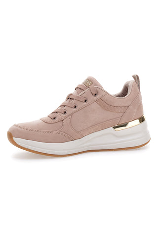 Skechers – Billion 2 Prissy N Plush – Keilsneaker in Nude-Pink mit Metallic-Details