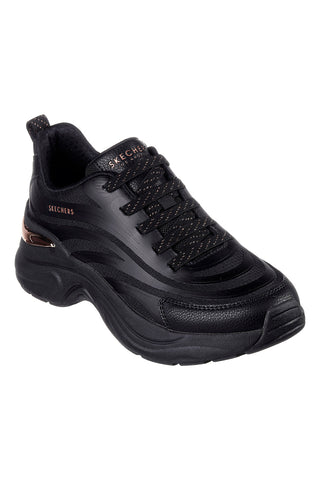 Skechers – Hazel Step N Flow – Schwarze Sneakers mit Metallic-Details