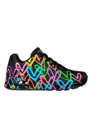 Sneakers nere con cuori multicolor Air-Cooled Memory Foam Skechers Uno Highlight Love