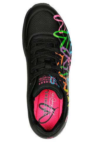 Sneakers nere con cuori multicolor Air-Cooled Memory Foam Skechers Uno Highlight Love