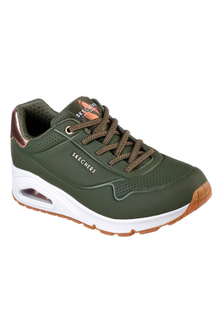 Sneakers verde militare con dettagli metallici Skechers Uno Shimmer Away