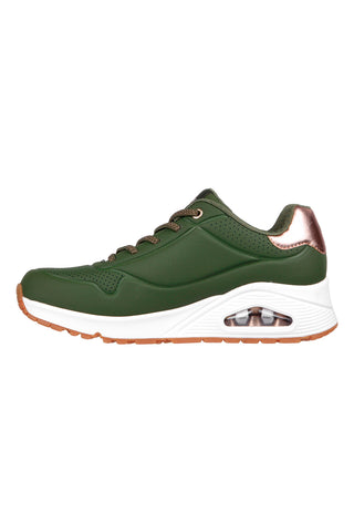 Sneakers verde militare con dettagli metallici Skechers Uno Shimmer Away