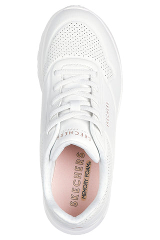 Sneakers bianche con zeppa interna e Memory Foam Skechers Uno Lite - Lite Work
