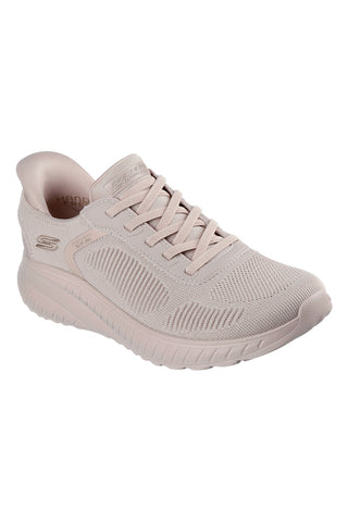 Beige Slip-On Mesh-Sneaker mit Memory Foam Skechers BOBS Squad Chaos Current Muse