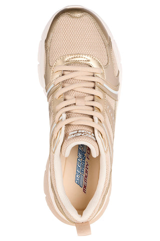 Goldene Sneakers mit Skechers Bobs Vamos Mesh-Einsätzen