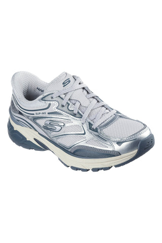 Sneakers argento con inserti silver e calzata facilitata Skechers Stamina Sport Slip-ins