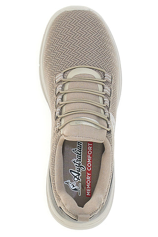 Beige Sneaker aus Funktionsgewebe mit elastischen Schnürsenkeln, australische Größe AU52W502