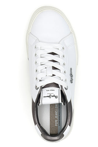 Weiße Sneakers mit kontrastierenden Details Pepe Jeans PLS31588