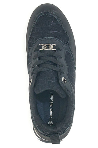 Schwarze Sneaker mit Laura Biagiotti 9241 Monogramm-Logo