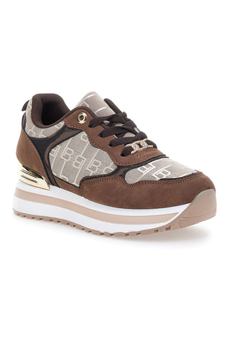 Braune Sneaker mit Laura Biagiotti 9241 Monogramm-Logo