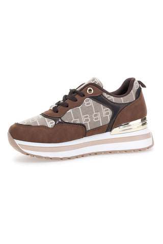Braune Sneaker mit Laura Biagiotti 9241 Monogramm-Logo