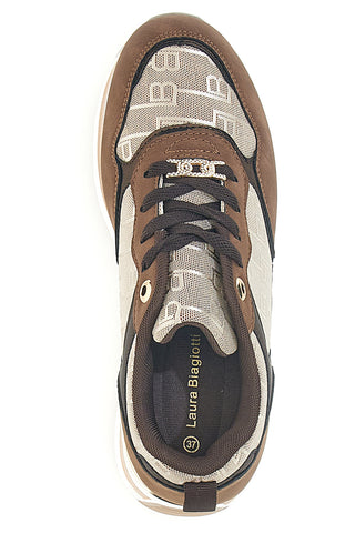 Braune Sneaker mit Laura Biagiotti 9241 Monogramm-Logo