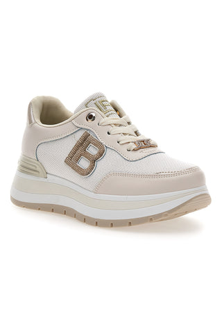 Beige Sneaker mit Glitzereinsätzen Laura Biagiotti 9235