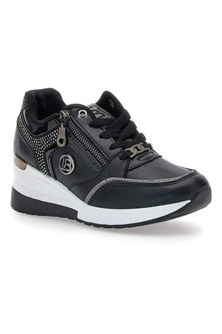 Schwarze Keil-Sneaker mit goldenen Details Laura Biagiotti 9250