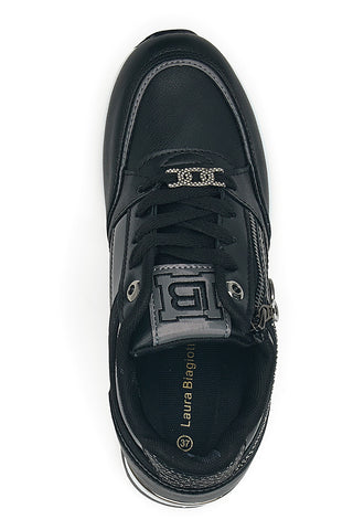 Schwarze Keil-Sneaker mit goldenen Details Laura Biagiotti 9250