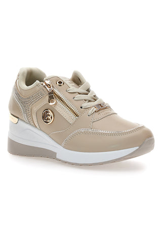 Beige Keilsneaker mit goldenen Details Laura Biagiotti 9250