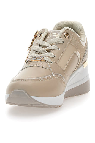 Beige Keilsneaker mit goldenen Details Laura Biagiotti 9250
