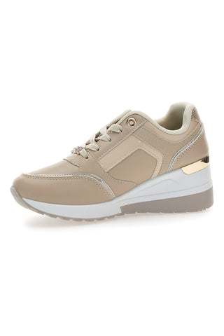 Beige Keilsneaker mit goldenen Details Laura Biagiotti 9250