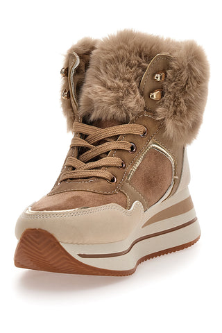 Sneakers alte beige con inserti in eco pelliccia Laura biagiotti 9257