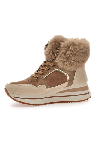 Sneakers alte beige con inserti in eco pelliccia Laura biagiotti 9257