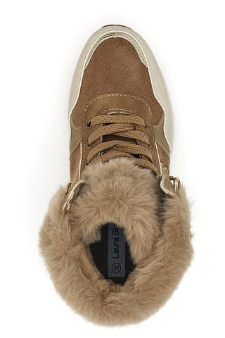 Sneakers alte beige con inserti in eco pelliccia Laura biagiotti 9257