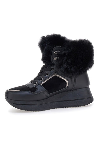 Laura Biagiotti 9257 Schwarze, pelzgepolsterte Sneakers