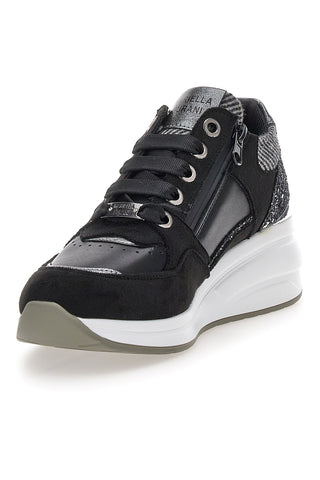 Schwarze Sneaker mit Glitzer und seitlichem Reißverschluss, Mariella Burani 51751C1120