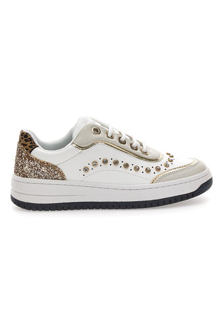 Burani 51771C1108 weiße Sneakers mit Nieten und Goldglitter