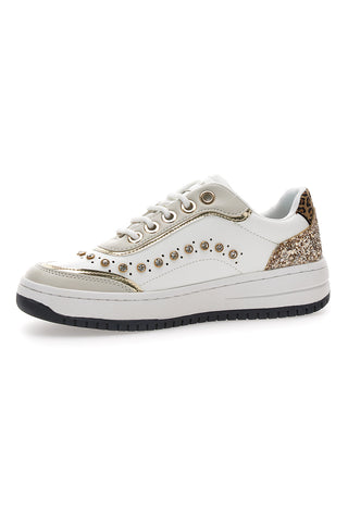 Burani 51771C1108 weiße Sneakers mit Nieten und Goldglitter
