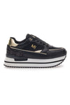 Sneakers nere con zeppa e dettagli glitter oro Burani 51800C1132