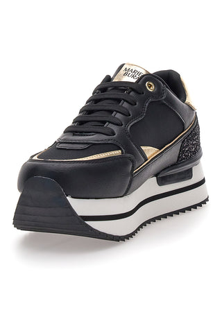 Burani 51800C1132 schwarze Keil-Sneaker mit goldenen Glitzerdetails