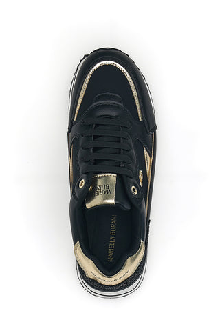 Burani 51800C1132 schwarze Keil-Sneaker mit goldenen Glitzerdetails