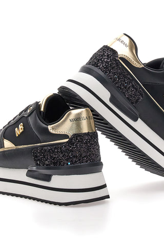 Burani 51800C1132 schwarze Keil-Sneaker mit goldenen Glitzerdetails