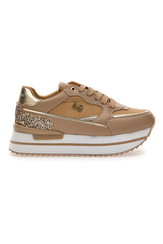 Beige Sneakers mit Keilabsatz und Glitzereinsätzen Burani 51800C1133