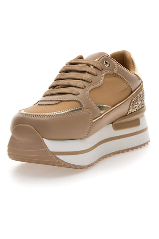 Beige Sneakers mit Keilabsatz und Glitzereinsätzen Burani 51800C1133