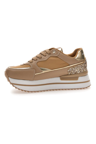 Beige Sneakers mit Keilabsatz und Glitzereinsätzen Burani 51800C1133