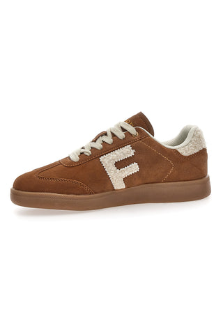 Sneakers marroni in effetto suede con logo ricamato Ferre' F501C532
