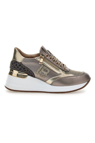 Goldene und bronzefarbene Sneaker mit Glitzerlogo Laura Biagiotti L97609515