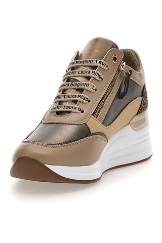 Bronzefarbene Sneaker mit dekorativem Reißverschluss Laura Biagiotti L97619517