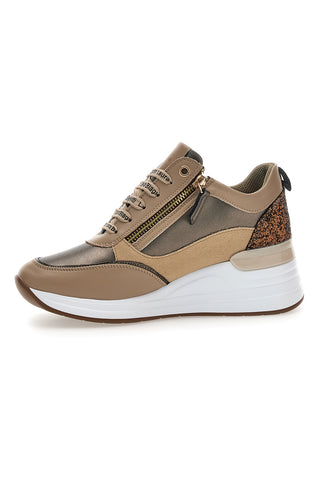Bronzefarbene Sneaker mit dekorativem Reißverschluss Laura Biagiotti L97619517