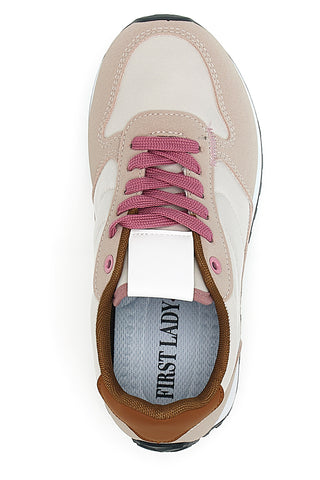 Sneakers rosa e bianche con lacci First Lady GB2015