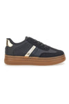 Schwarze Sneaker mit karamellfarbenen Sohlen und goldenen Details Me & Me GB2026