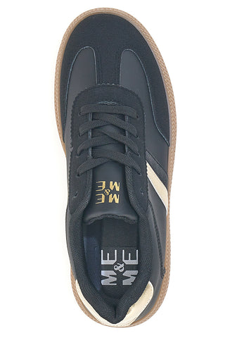 Schwarze Sneaker mit karamellfarbenen Sohlen und goldenen Details Me & Me GB2026
