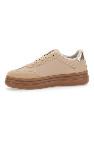 Beige Sneakers mit Metallic-Einsätzen und Kontrastsohlen Me & Me GB2026