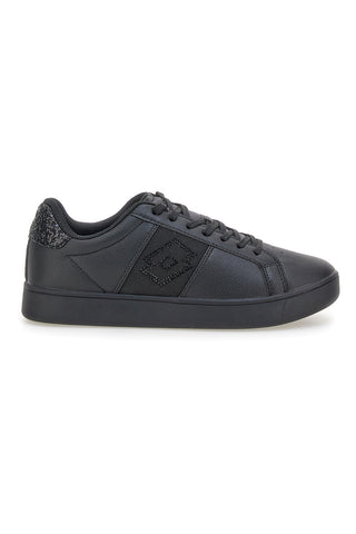Schwarze Sneaker mit Glitzerlogo und flacher Sohle, Lotto 1973 2 AMF II PU W