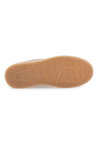 Sneaker aus braunem und platinfarbenem Leder mit goldenen Details von Pittarello Capsule Grace, Made in Italy.