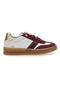 Sneakers bianche e bordeaux in pelle con dettagli oro Pittarello Capsule Grace Made in Italy