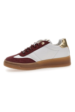 Sneakers bianche e bordeaux in pelle con dettagli oro Pittarello Capsule Grace Made in Italy